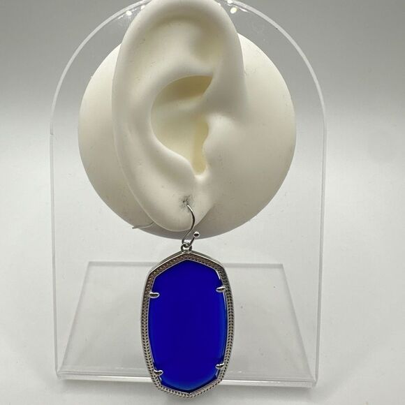Never Worn Kendra Scott Danielle dangle earrings in Cobalt blue and Silver tone! - Picture 5 of 13
